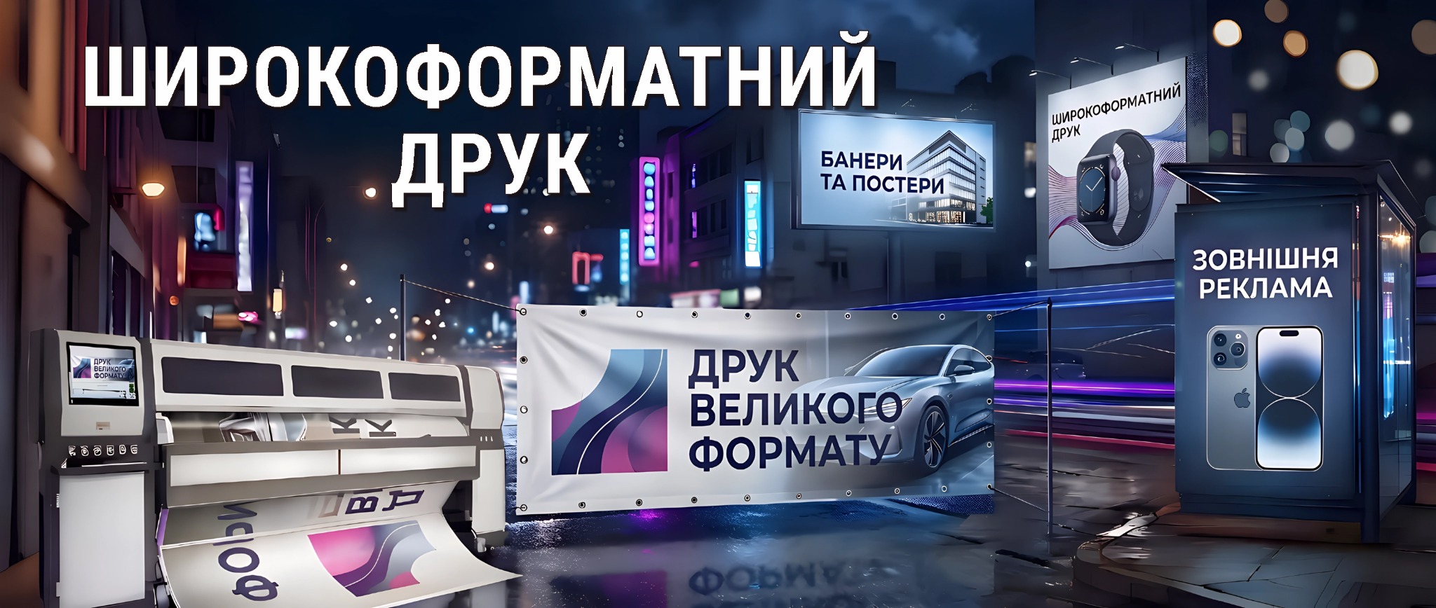 Широкоформатний друк, банери та зовнішня реклама